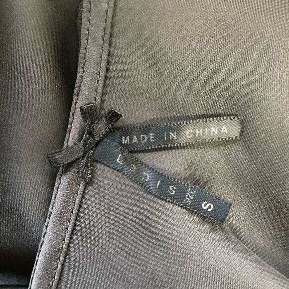 Lapis Womens Small Pullover Sleeveless Top Black Tie Ruffle Neckline Flowy - Picture 10 of 14